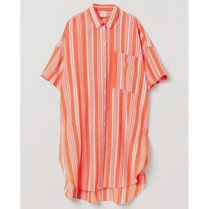 LemLem x H&M Long Orange and White Striped Oversized Shirt M/L